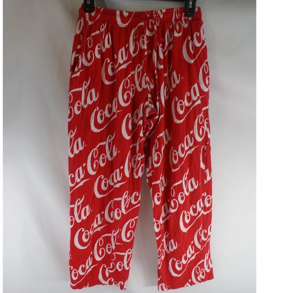 Coca-Cola Red All Over Logo Print Pajama‎ Pants Cotton Lounge Bottoms Small